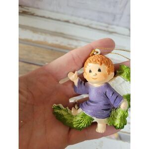 Vintage Angel cherub leaf Branch ornament Xmas hol